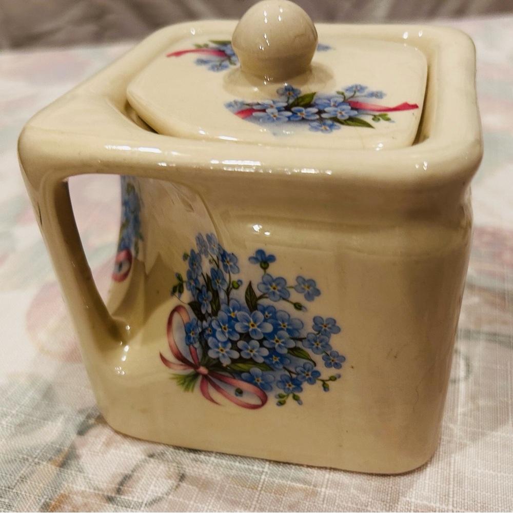 Cream and Blue Floral Ceramic Art